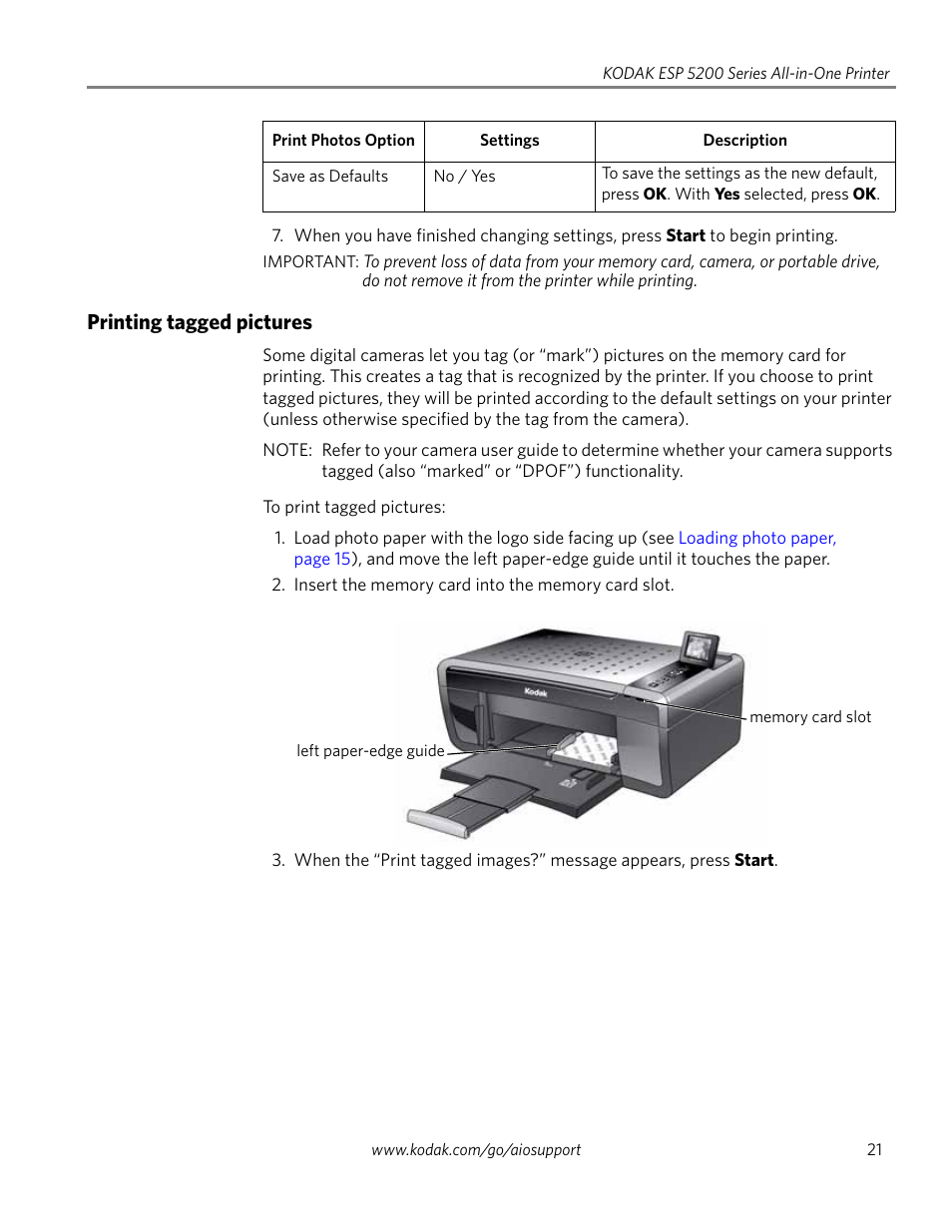 Printing tagged pictures | Kodak ESP 5200 User Manual | Page 26 / 73