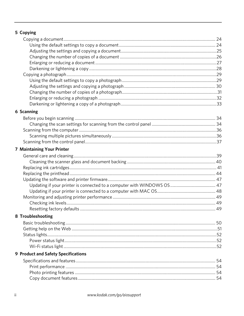 Kodak ESP 5200 User Manual | Page 4 / 73