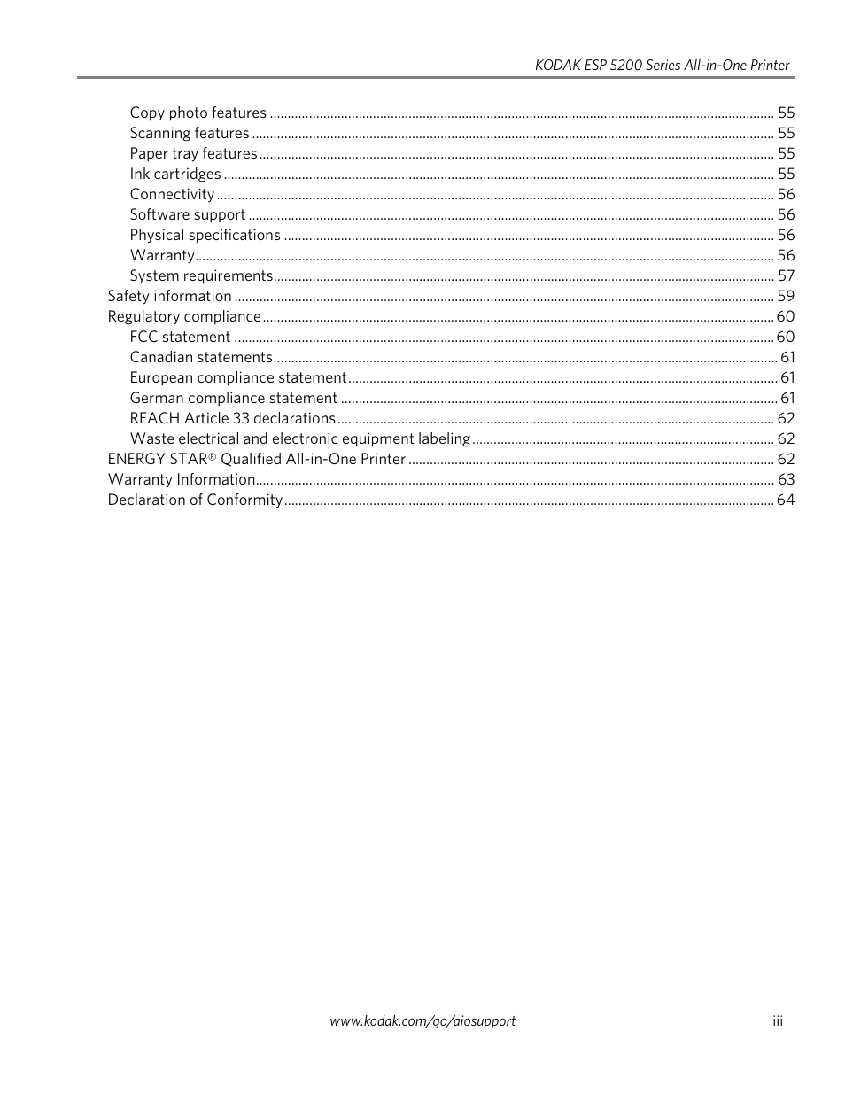 Kodak ESP 5200 User Manual | Page 5 / 73