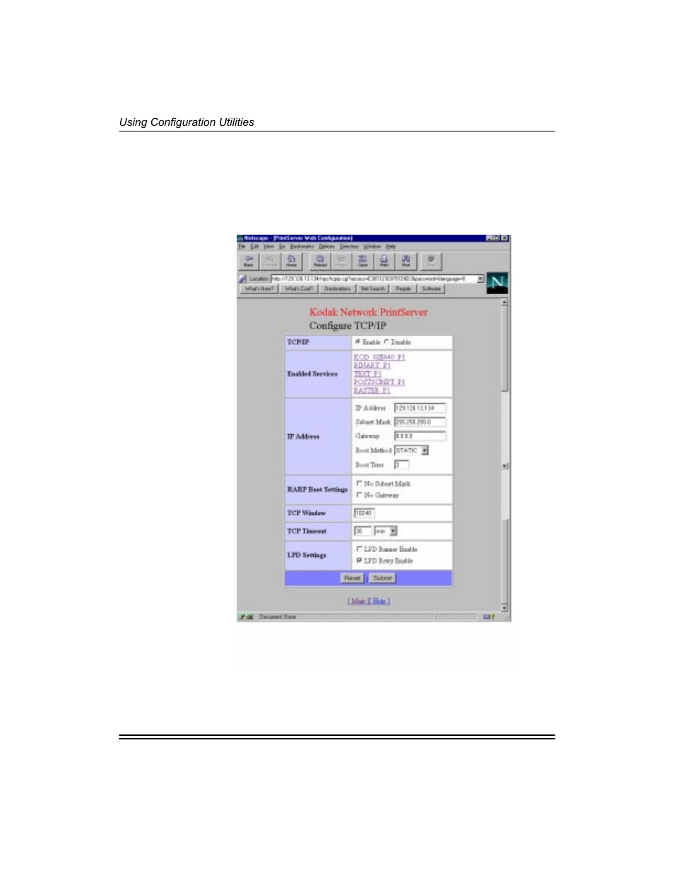 Examples of configuration screens, Tcp/ip, Examples of configuration screens -4 | Kodak 8660 User Manual | Page 28 / 120