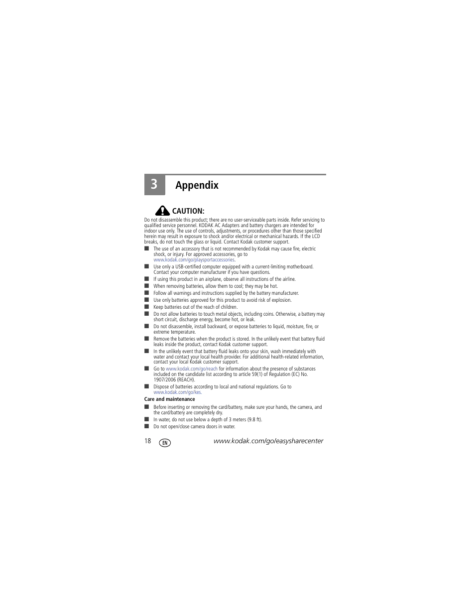 Appendix | Kodak PLAYSPORT Zx3 User Manual | Page 18 / 23