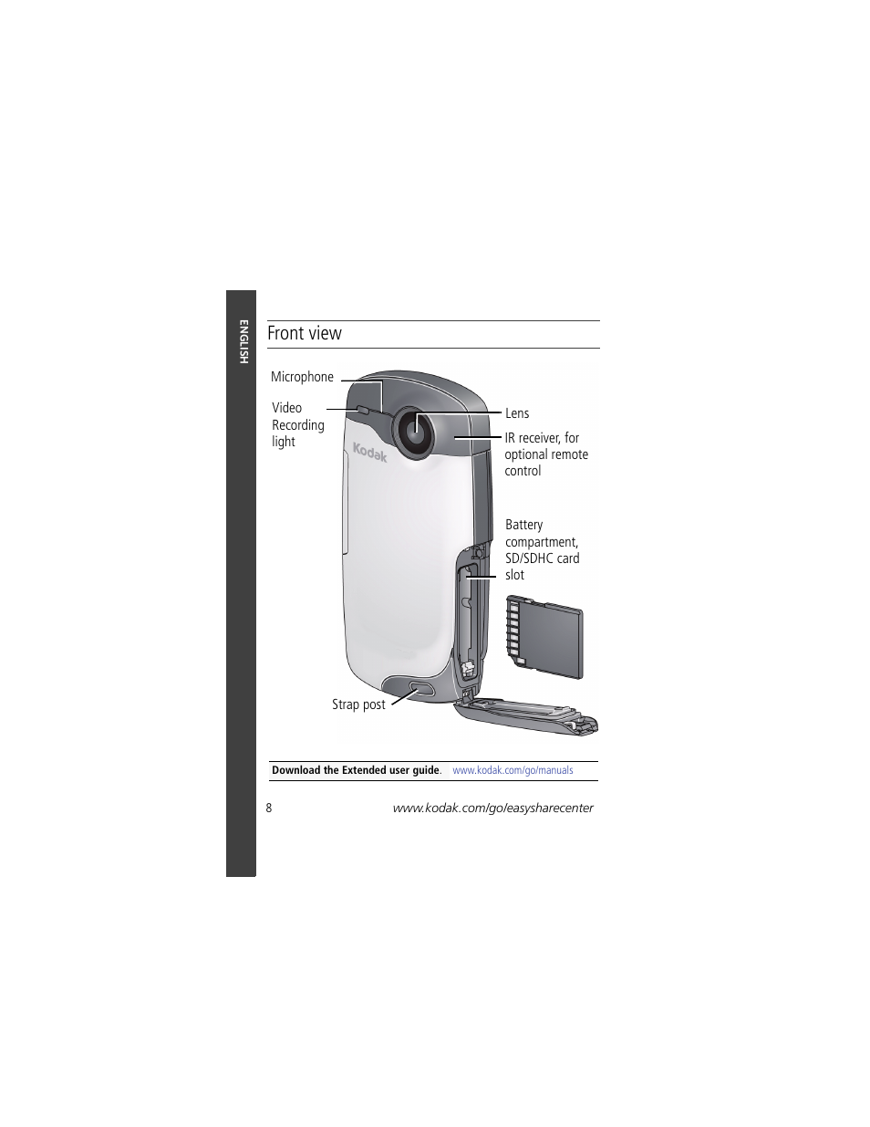 Front view | Kodak PLAYSPORT Zx3 User Manual | Page 8 / 23