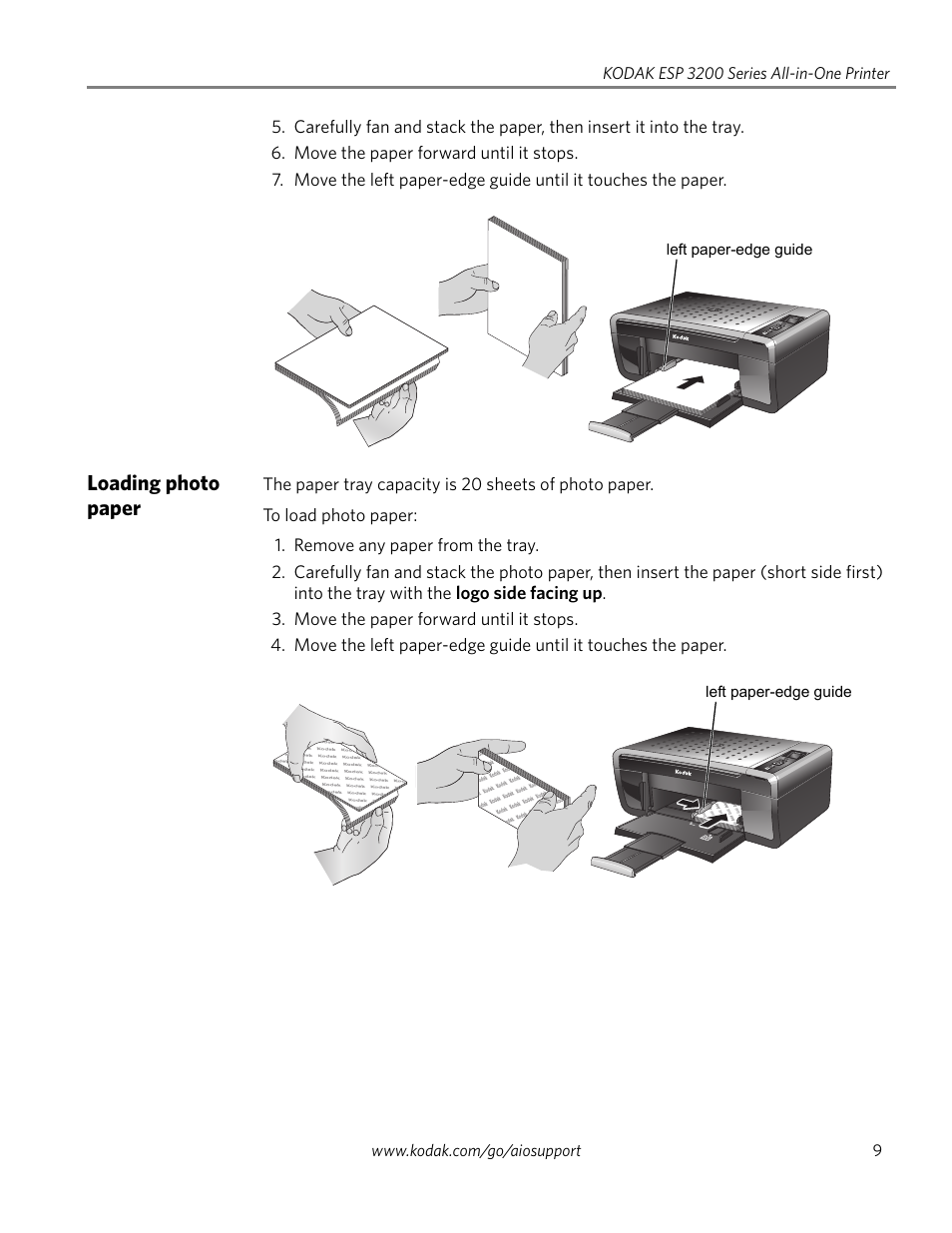 Loading photo paper | Kodak ESP 3260 User Manual | Page 15 / 56