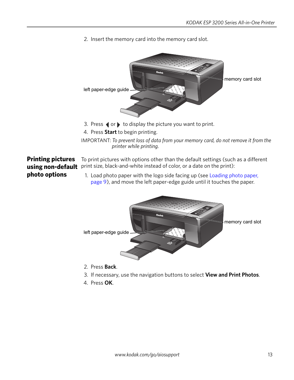 Printing pictures using non-default photo options | Kodak ESP 3260 User Manual | Page 19 / 56
