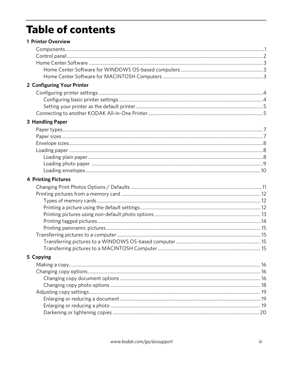 Kodak ESP 3260 User Manual | Page 3 / 56