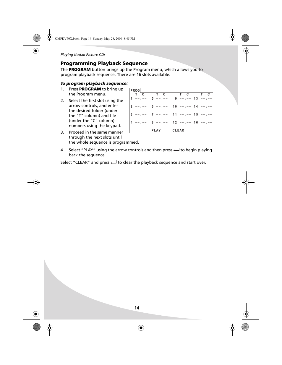 Programming playback sequence | Kodak PDV-70X User Manual | Page 20 / 48