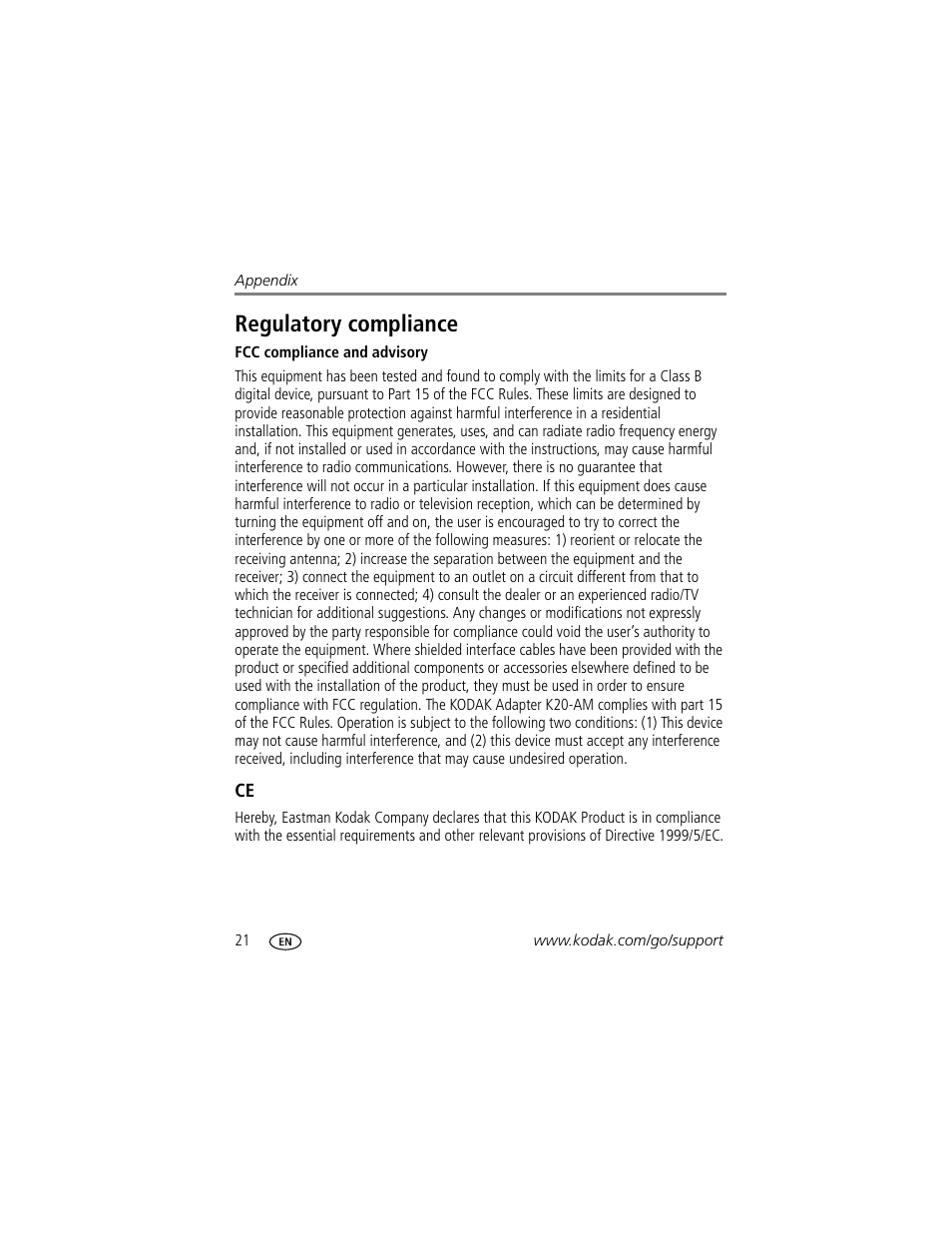 Regulatory compliance | Kodak PLAYFULL ZE1 User Manual | Page 28 / 34
