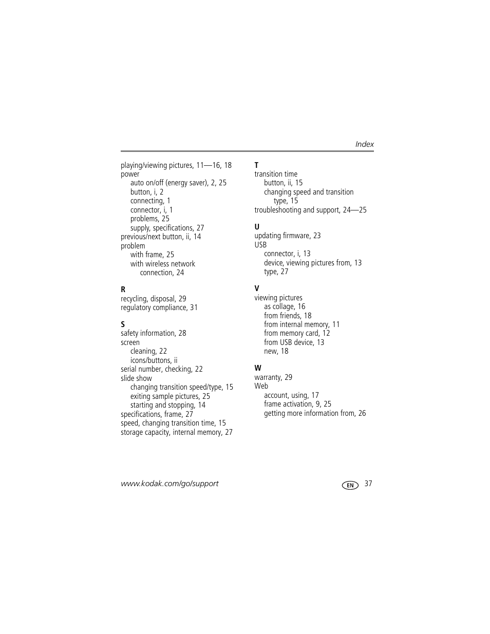 Kodak Pulse S710 User Manual | Page 43 / 44