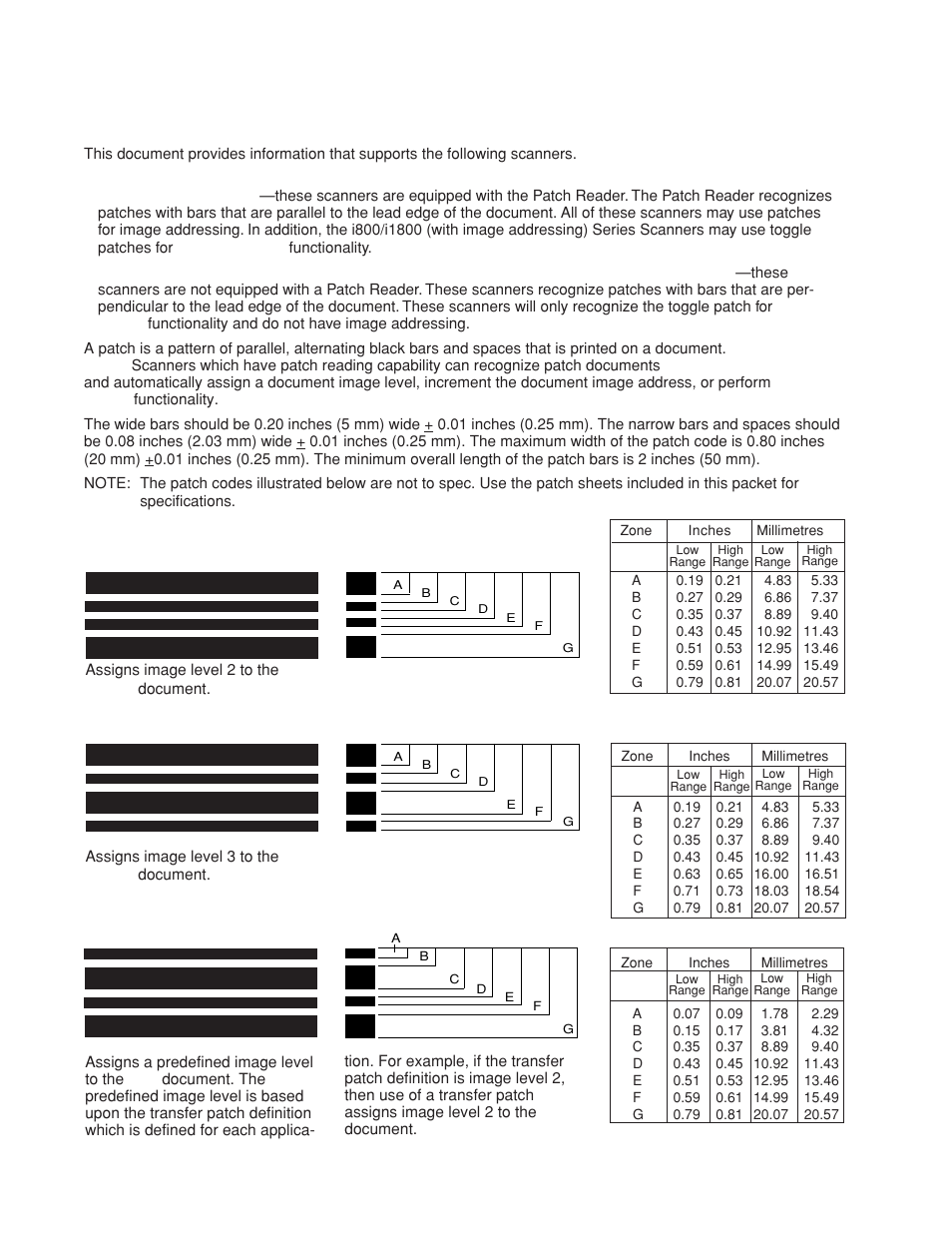 Patch code information for kodak scanners, Patch codes | Kodak A-61599 User Manual | Page 2 / 8