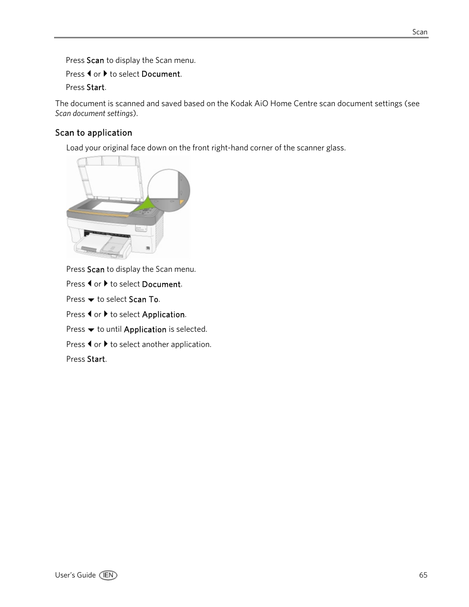 Scan to application | Kodak 5300 User Manual | Page 69 / 104