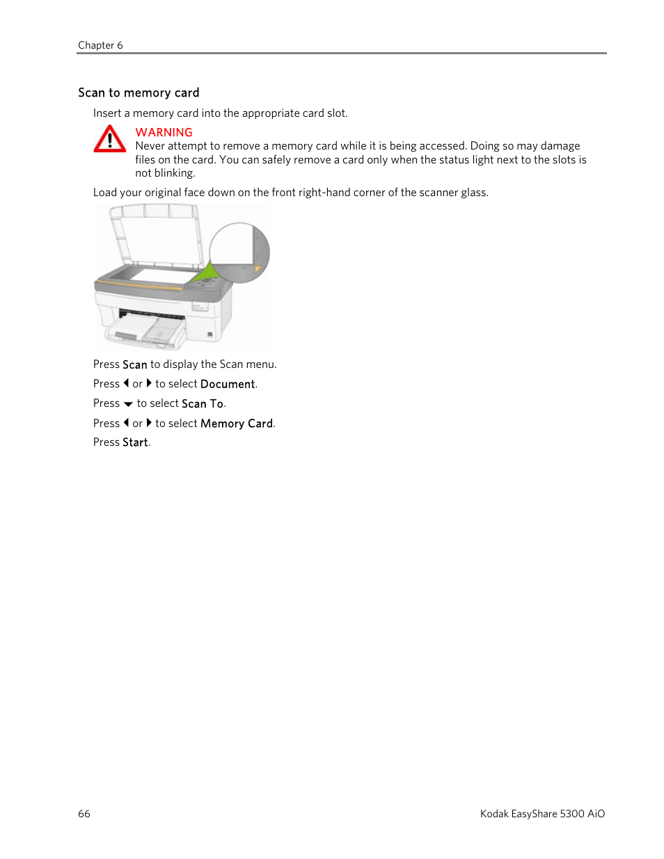 Scan to memory card | Kodak 5300 User Manual | Page 70 / 104