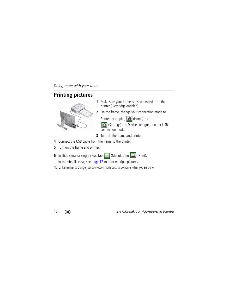 Printing pictures | Kodak EasyShare M820 User Manual | Page 18 / 28