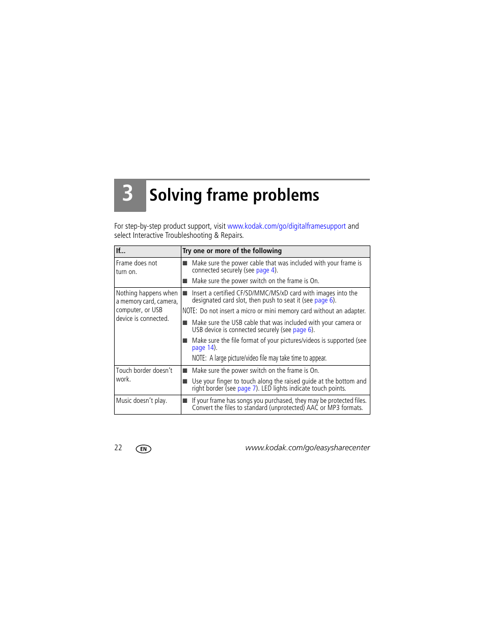 Solving frame problems | Kodak EasyShare M820 User Manual | Page 22 / 28