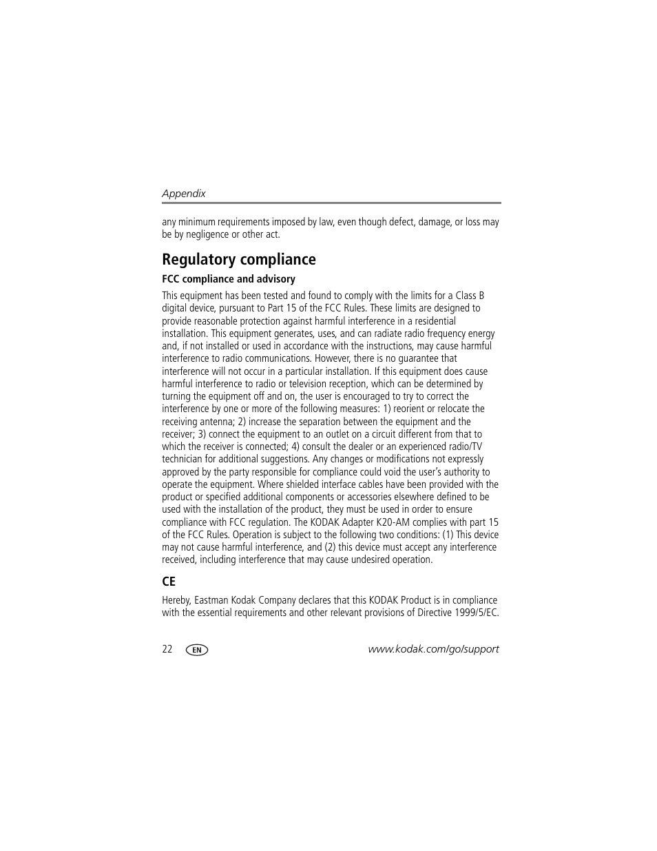 Regulatory compliance | Kodak ZE2 User Manual | Page 30 / 36