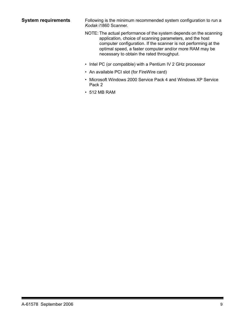 System requirements | Kodak I1860 User Manual | Page 11 / 25