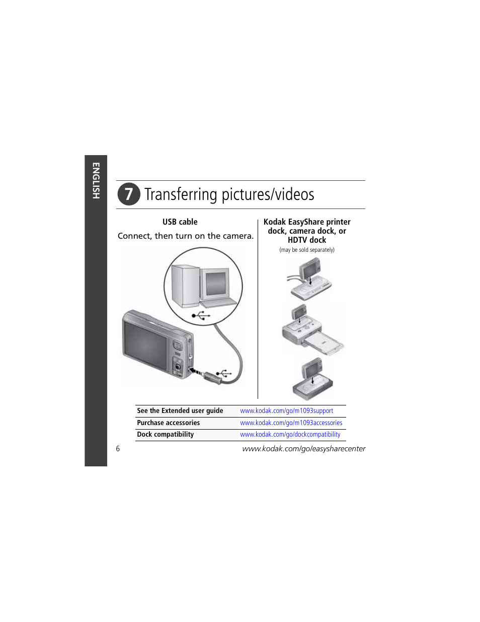 Transferring pictures/videos | Kodak KLIC-7004 User Manual | Page 6 / 28