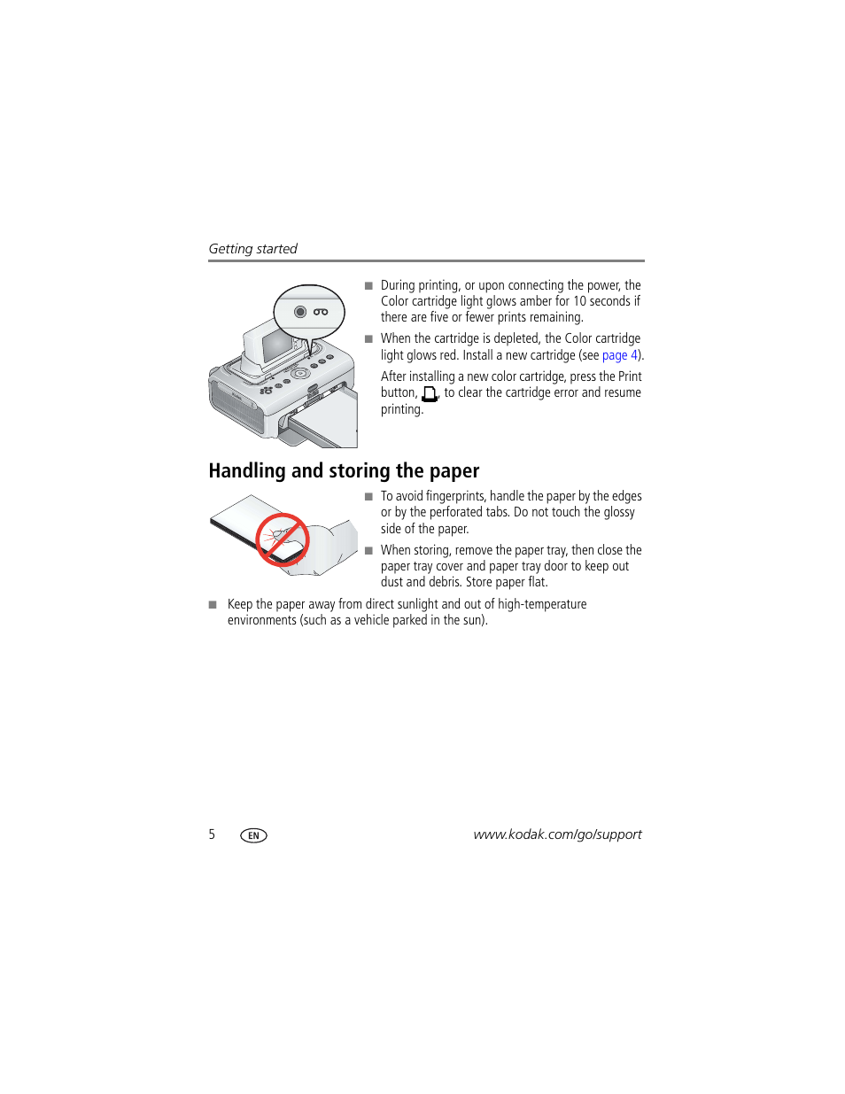 Handling and storing the paper | Kodak Series 3 User Manual | Page 12 / 91