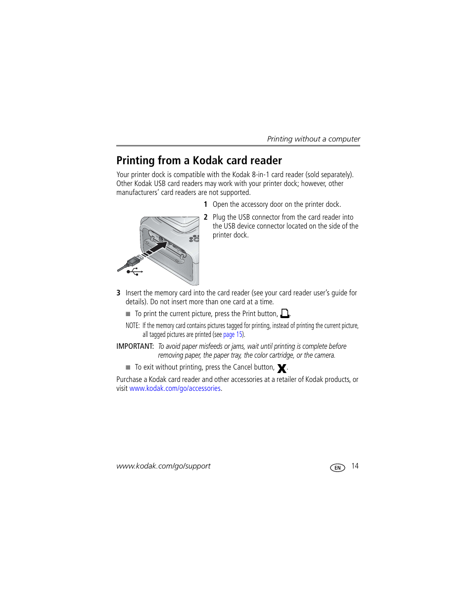 Printing from a kodak card reader | Kodak Series 3 User Manual | Page 21 / 91