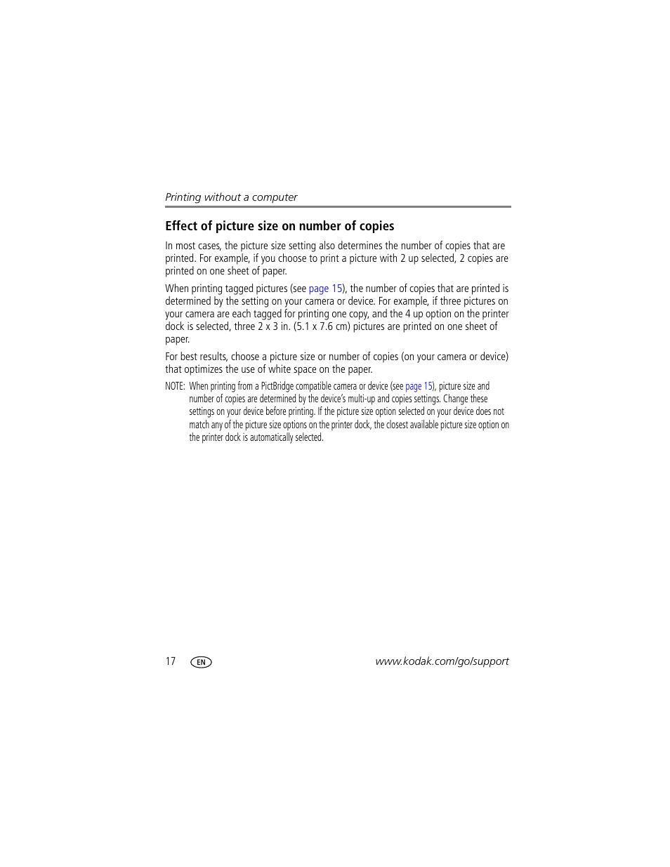 Effect of picture size on number of copies | Kodak Series 3 User Manual | Page 24 / 91