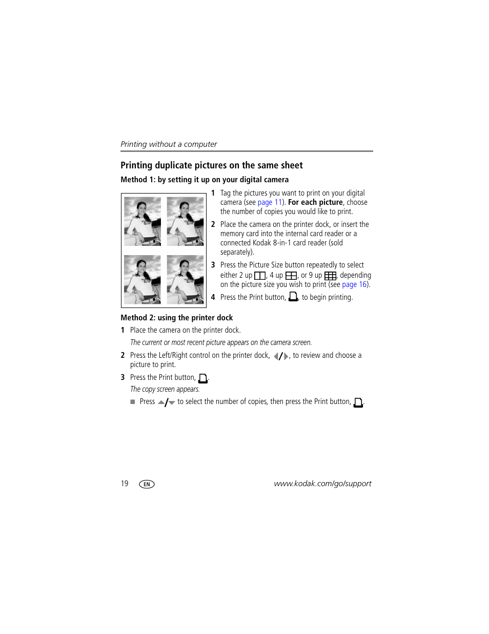 Printing duplicate pictures on the same sheet | Kodak Series 3 User Manual | Page 26 / 91