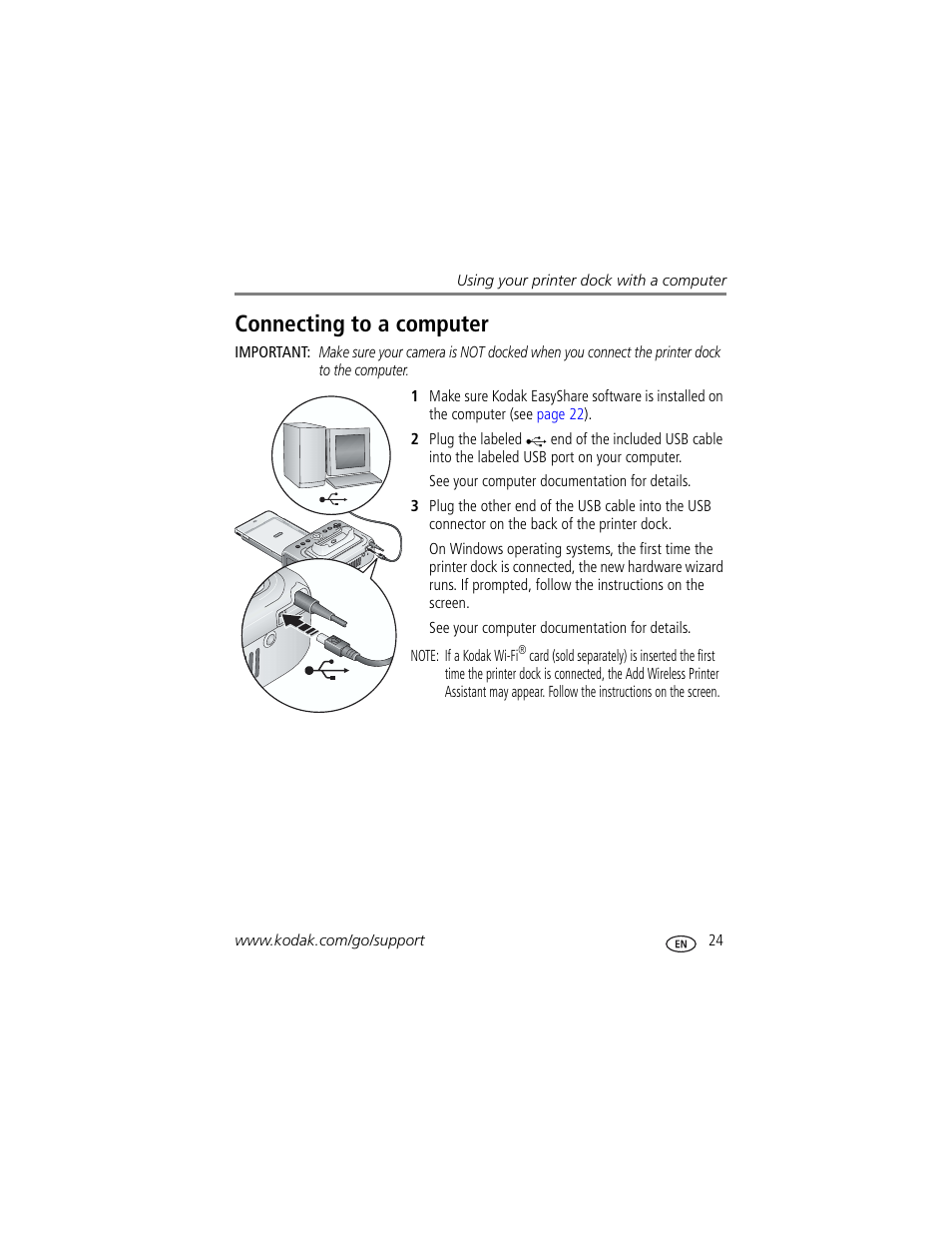 Connecting to a computer | Kodak Series 3 User Manual | Page 31 / 91