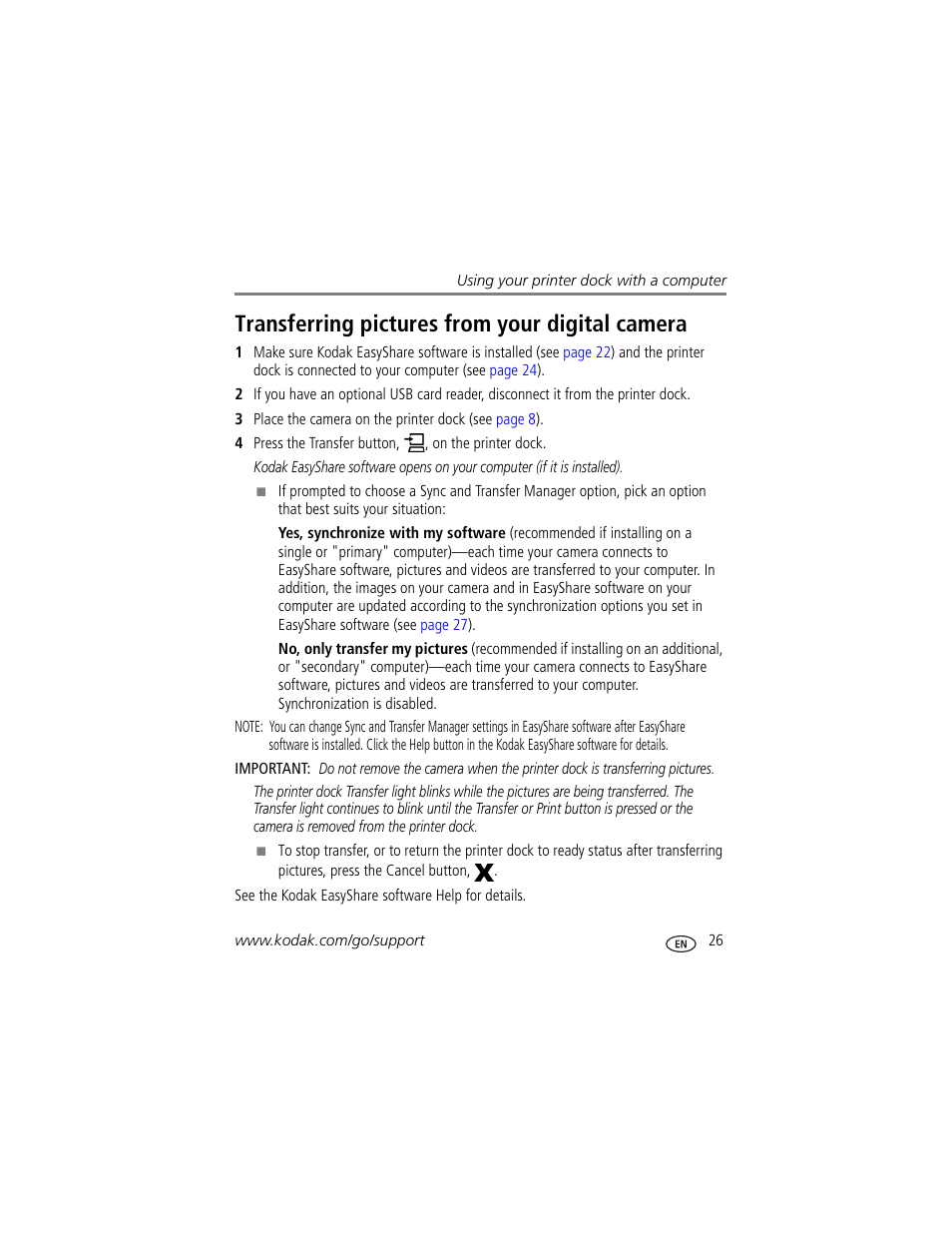Transferring pictures from your digital camera | Kodak Series 3 User Manual | Page 33 / 91