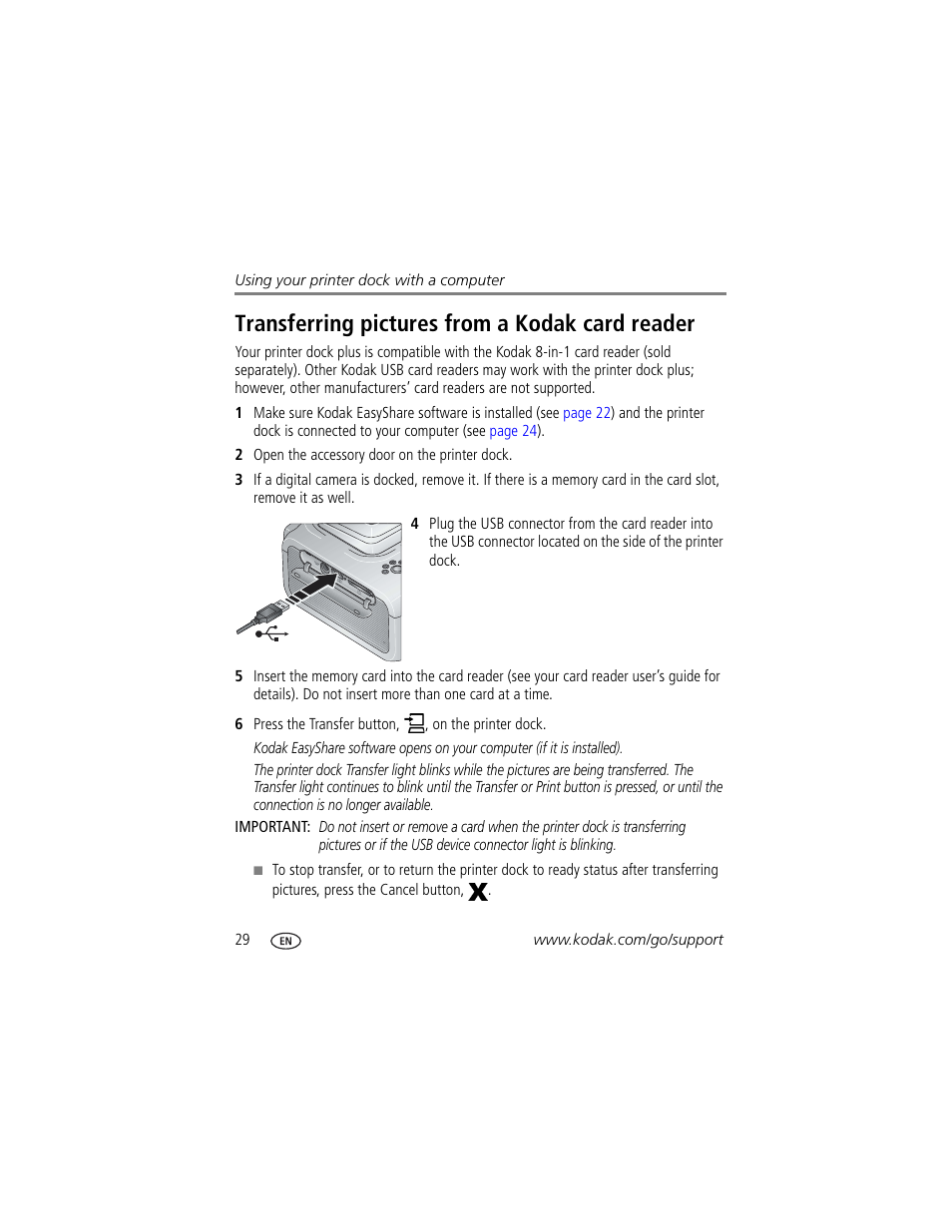 Transferring pictures from a kodak card reader | Kodak Series 3 User Manual | Page 36 / 91