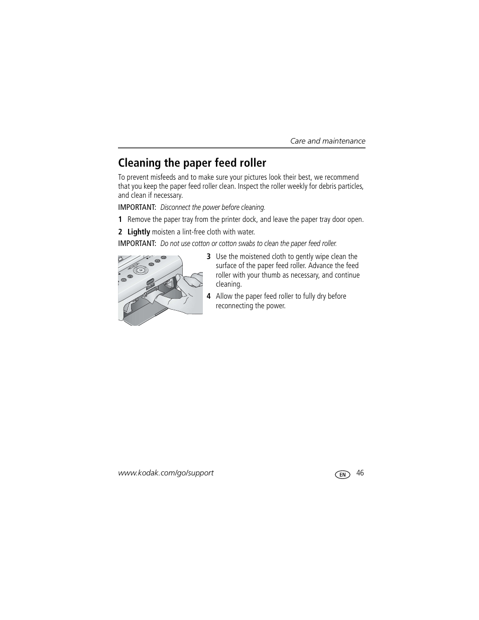 Cleaning the paper feed roller | Kodak Series 3 User Manual | Page 53 / 91