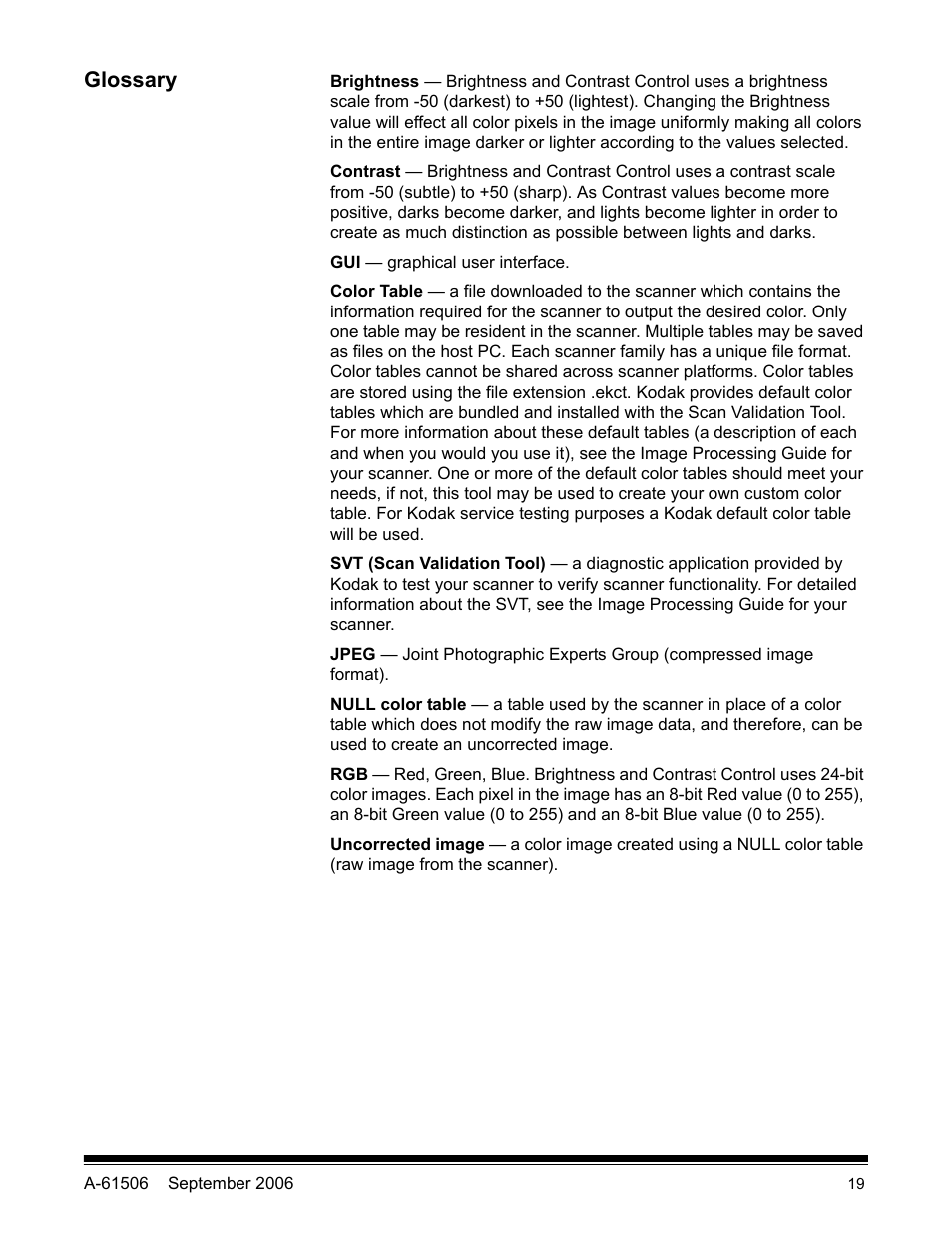 Glossary | Kodak INNOVATION A-61506 User Manual | Page 20 / 26