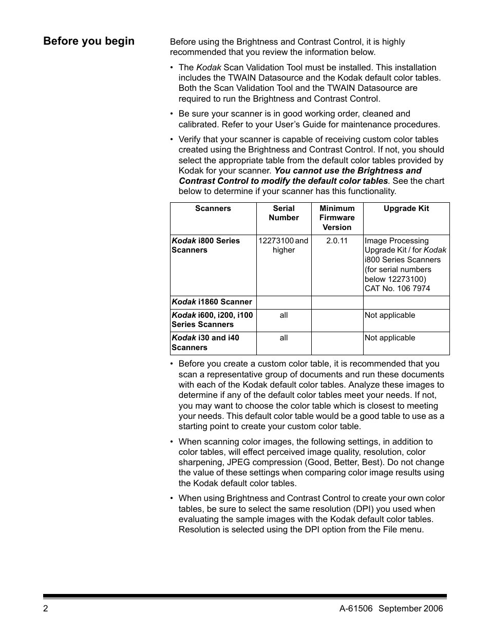 Before you begin | Kodak INNOVATION A-61506 User Manual | Page 3 / 26