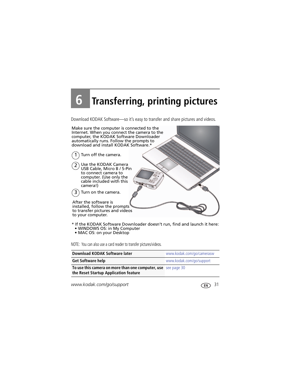 Transferring, printing pictures, 6 transferring, printing pictures | Kodak EasyShare CD22 User Manual | Page 37 / 58