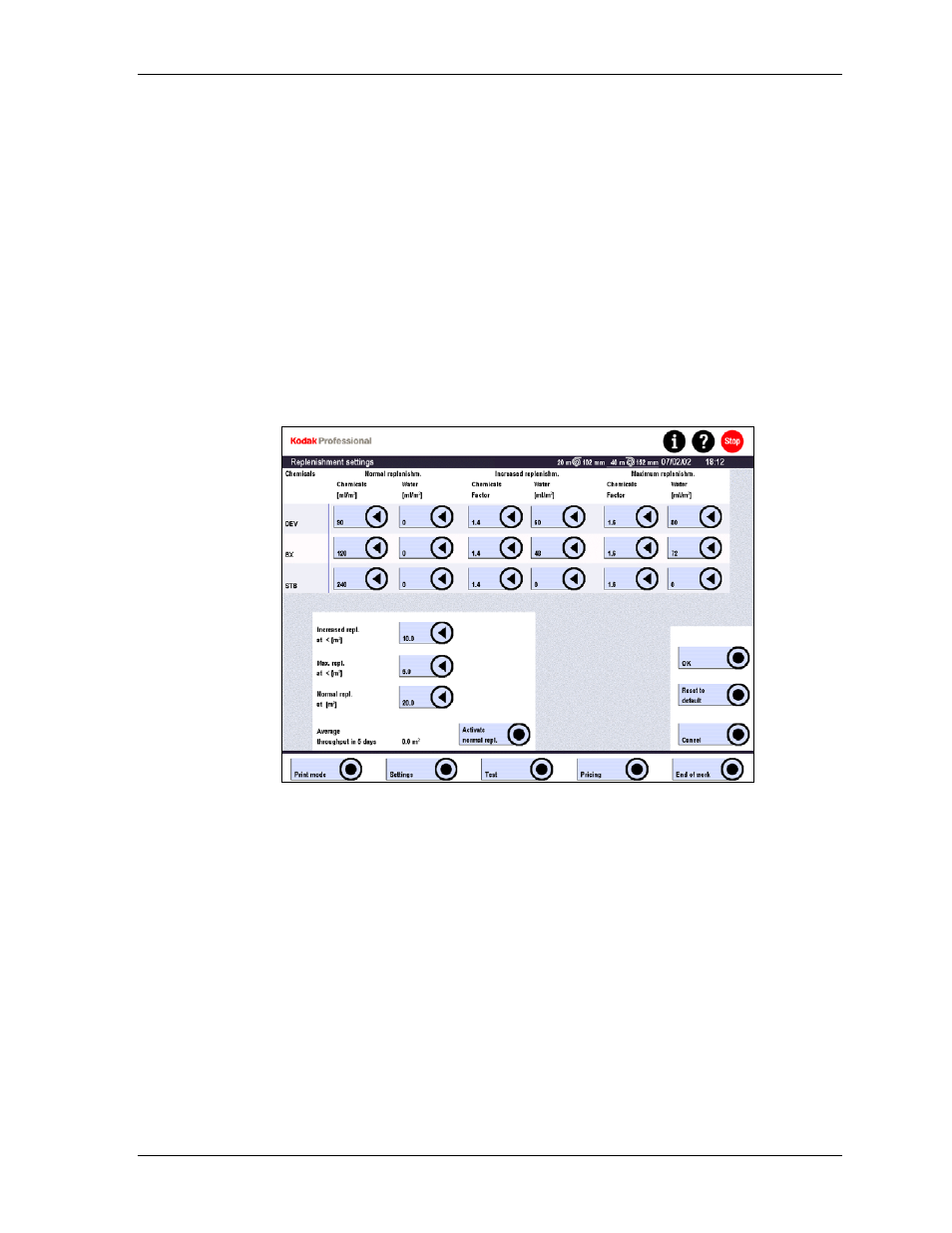 Paper processor settings, Setting the replenishment rates, Paper processor settings -27 | Setting the replenishment rates -27 | Kodak SRP 30 User Manual | Page 102 / 310
