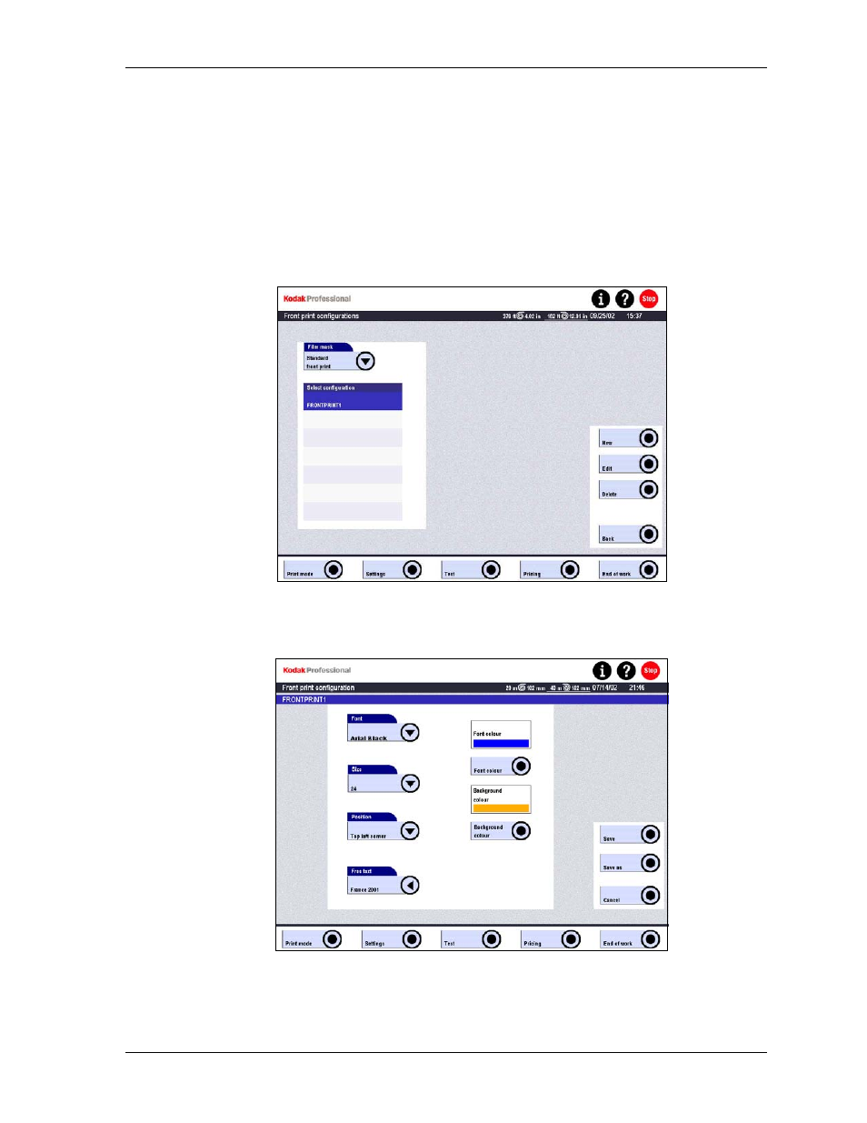 Front print configurations, Front print configurations -63 | Kodak SRP 30 User Manual | Page 138 / 310