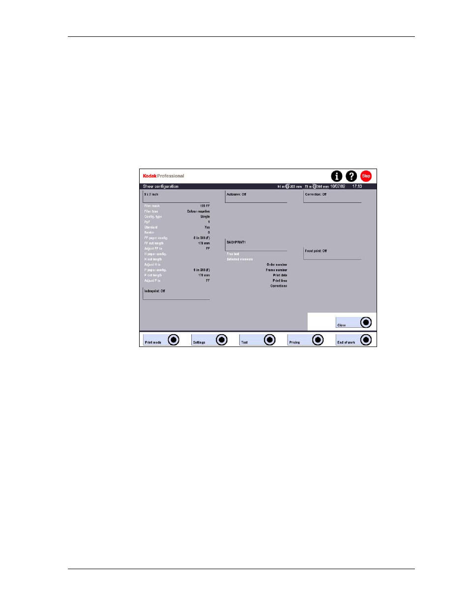 Using print configurations, Current configuration screen, Using print configurations -15 | Current configuration screen -15 | Kodak SRP 30 User Manual | Page 186 / 310