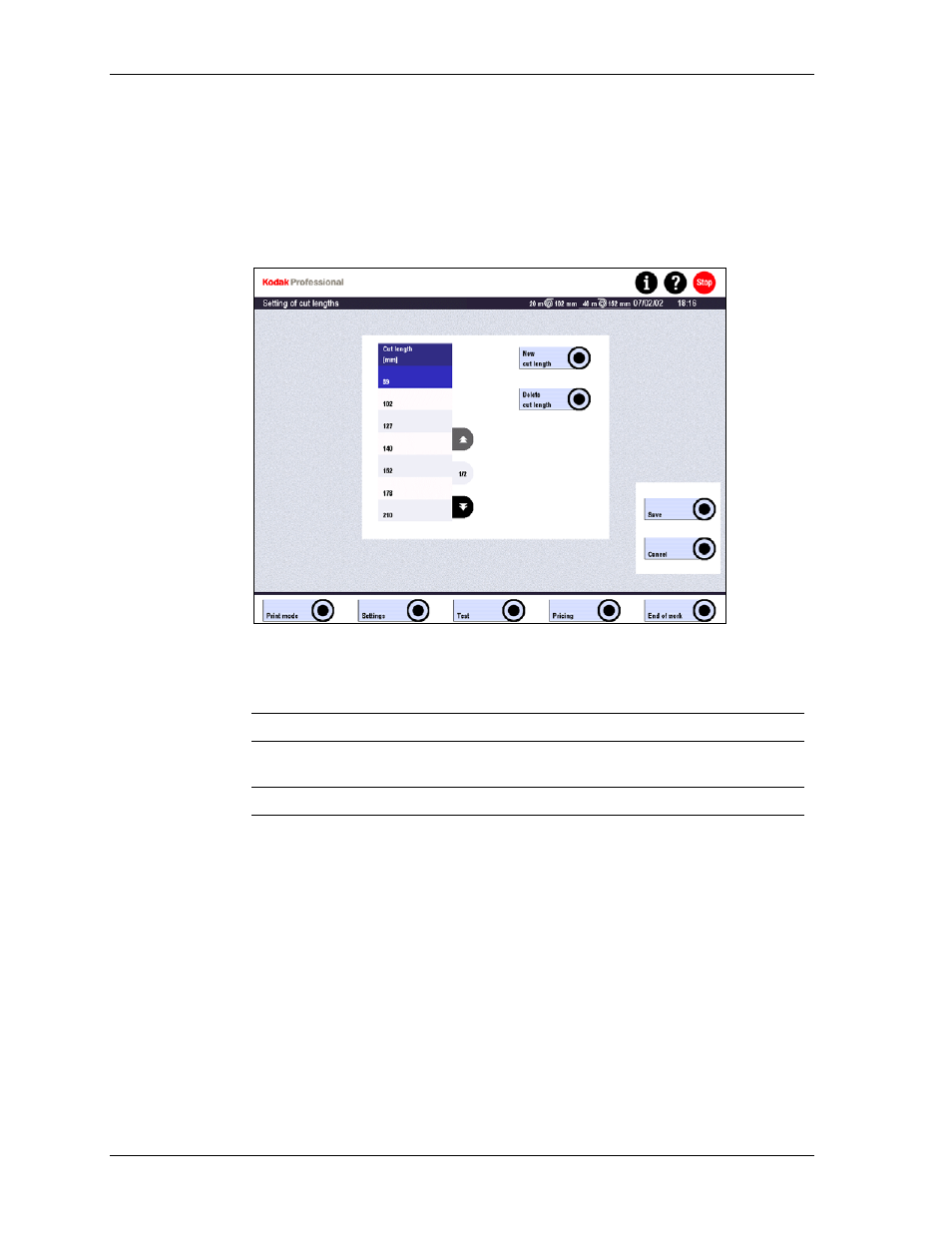 Defining the cut lengths, Defining the cut lengths -14 | Kodak SRP 30 User Manual | Page 89 / 310