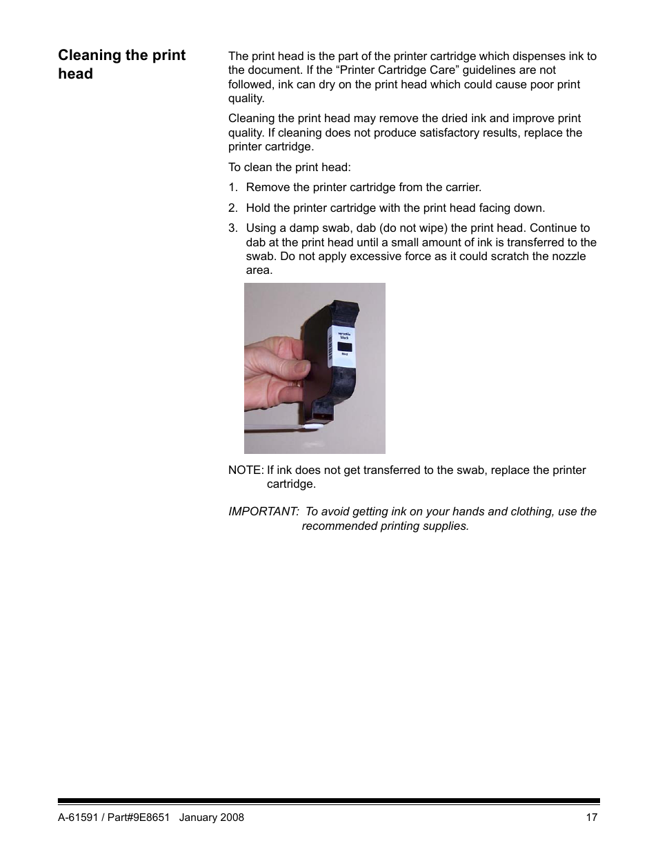 Cleaning the print head | Kodak A-61597 User Manual | Page 19 / 21