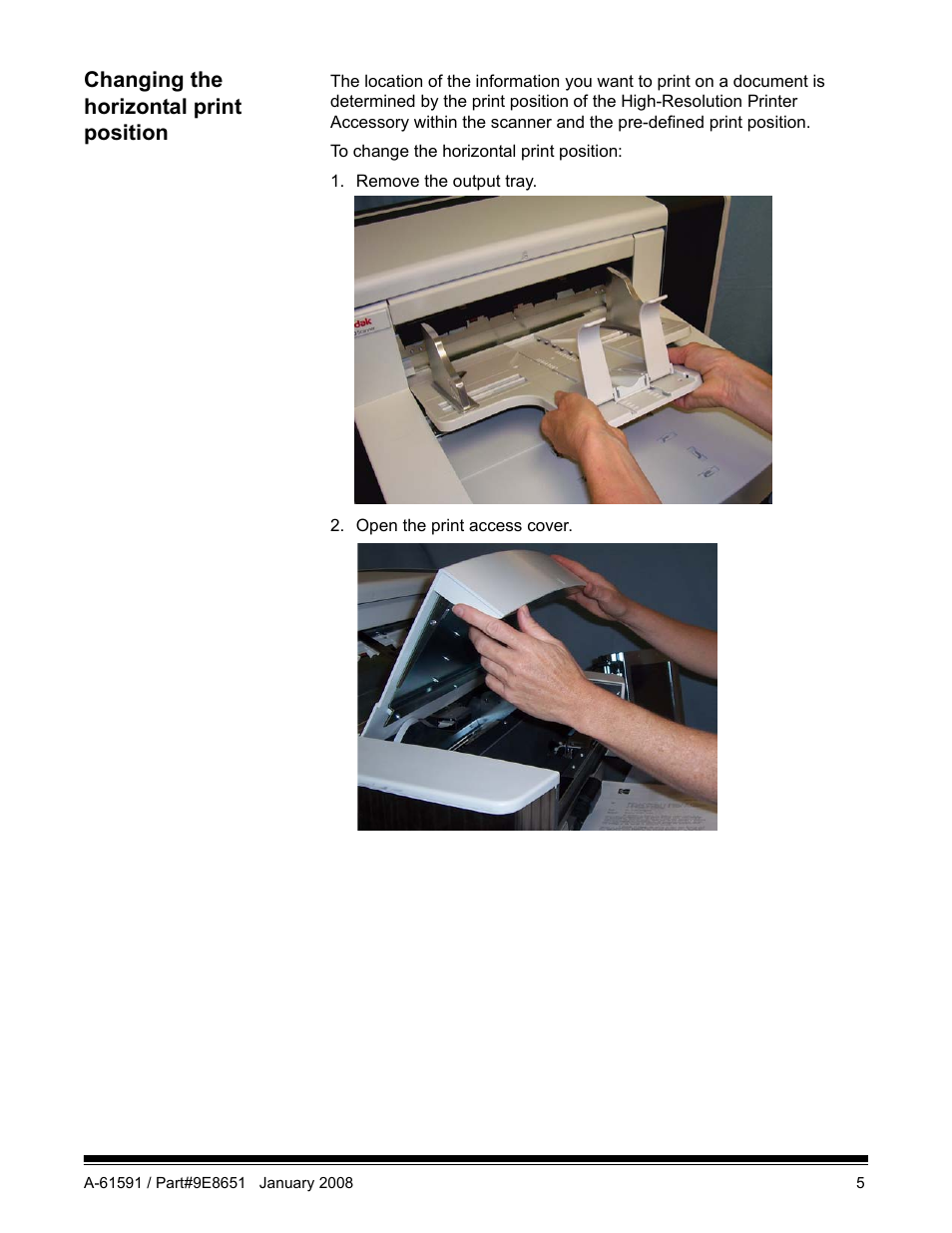 Changing the horizontal print position | Kodak A-61597 User Manual | Page 7 / 21