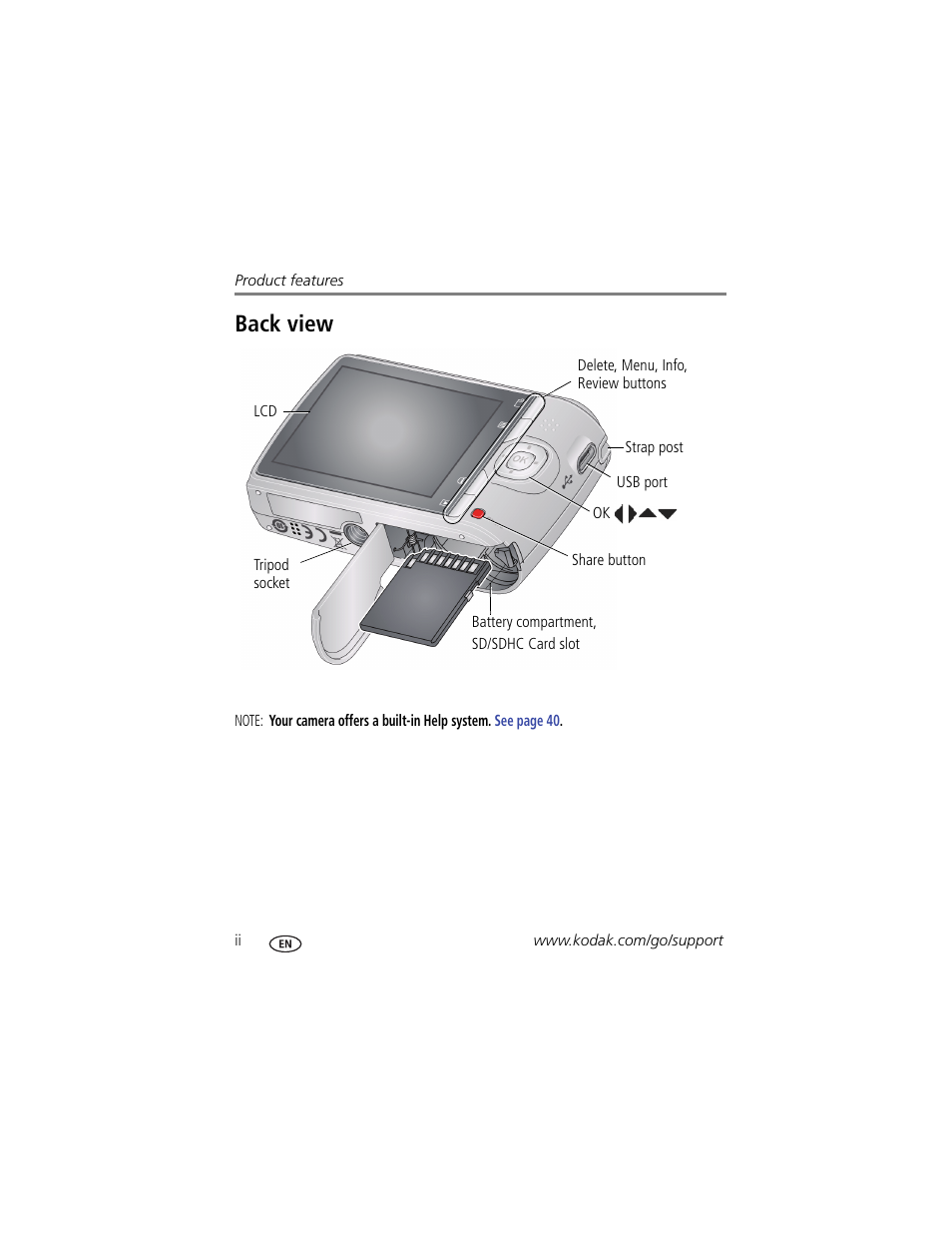 Back view | Kodak C443 User Manual | Page 4 / 65