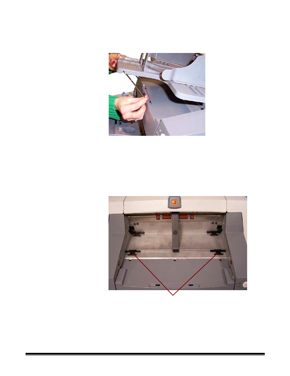 Adjusting the front of the output tray | Kodak 6J7611A User Manual | Page 22 / 80