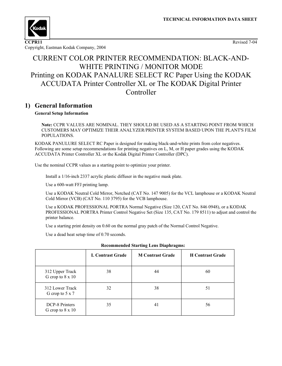 Kodak CCPR11 User Manual | 4 pages