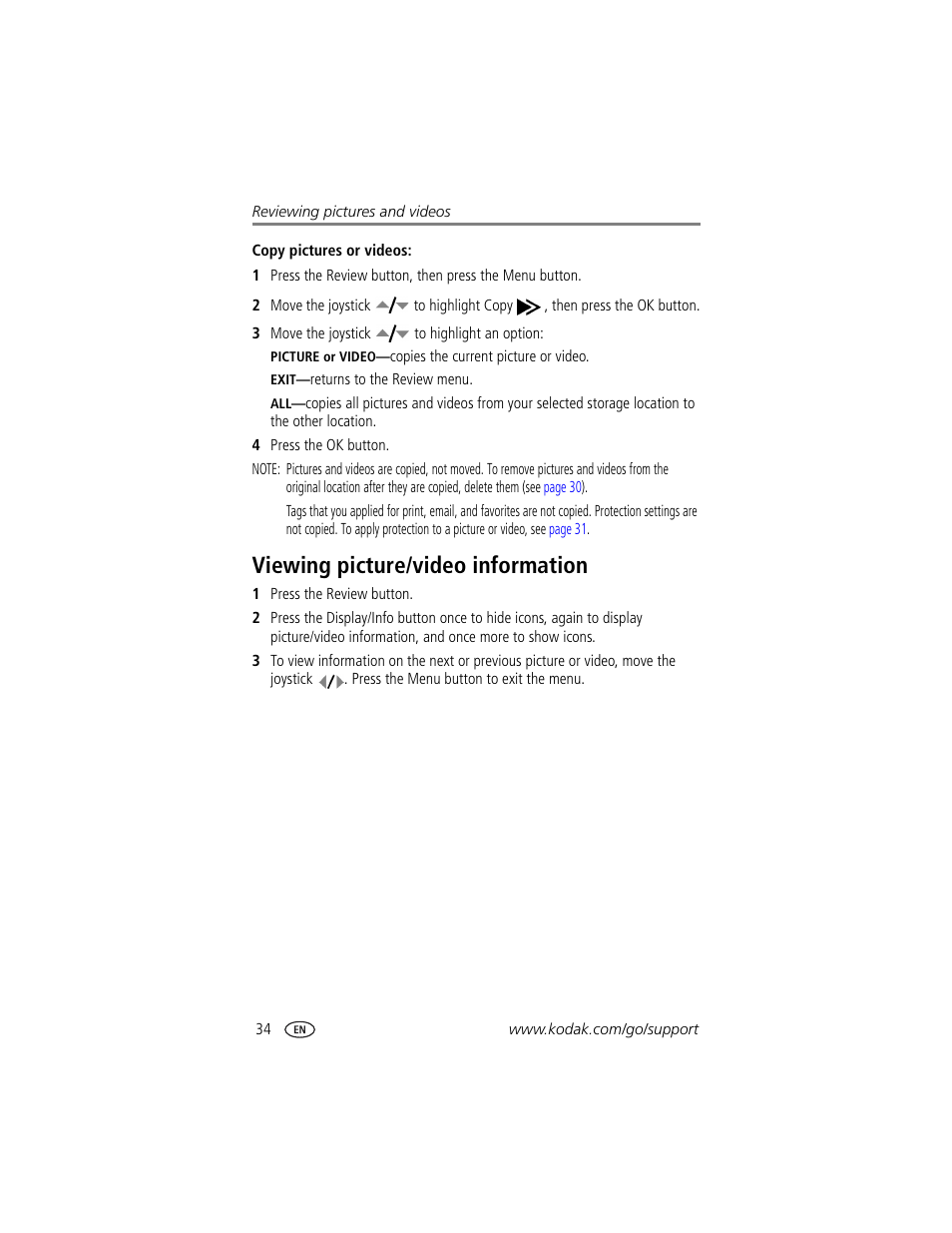 Viewing picture/video information | Kodak DX7440 User Manual | Page 40 / 67
