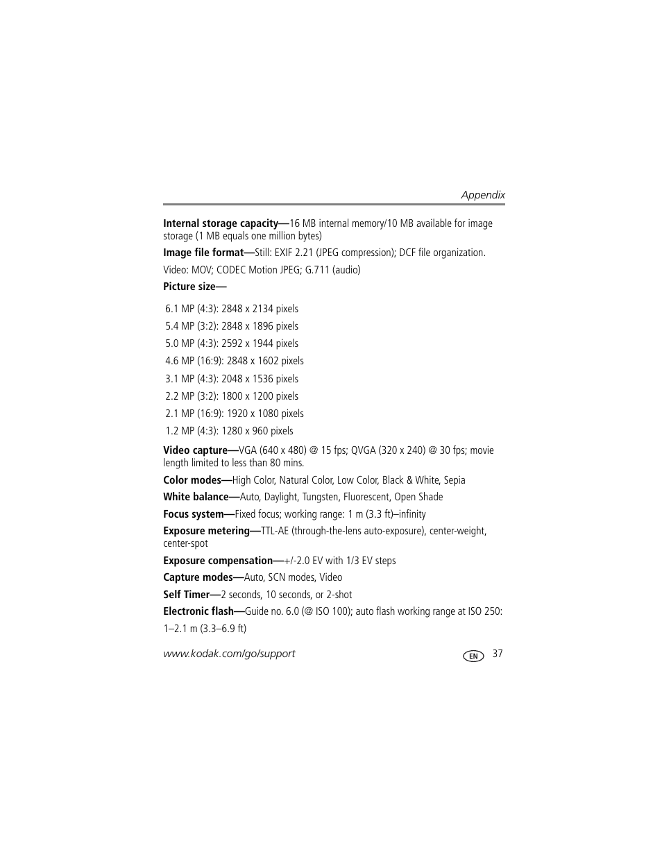 Kodak DIGITALCAMERA C610 User Manual | Page 43 / 55