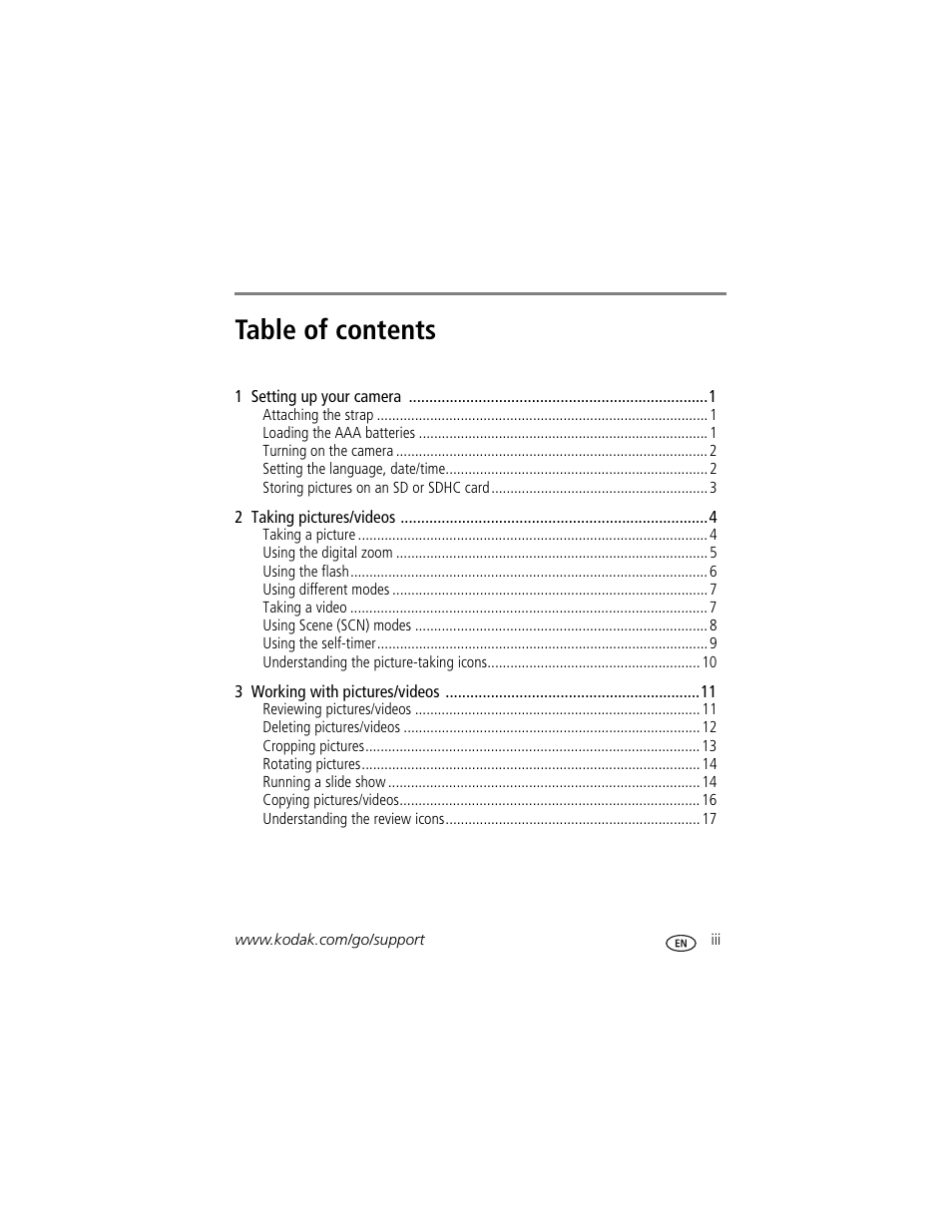 Kodak DIGITALCAMERA C610 User Manual | Page 5 / 55