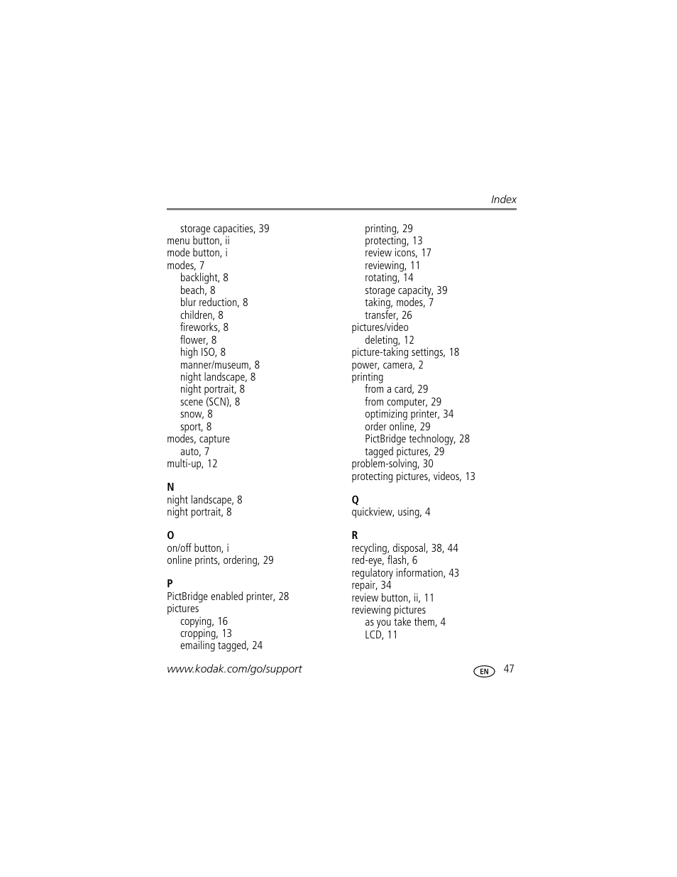 Kodak DIGITALCAMERA C610 User Manual | Page 53 / 55