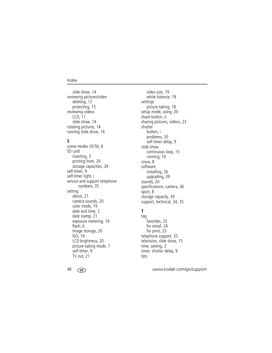 Kodak DIGITALCAMERA C610 User Manual | Page 54 / 55