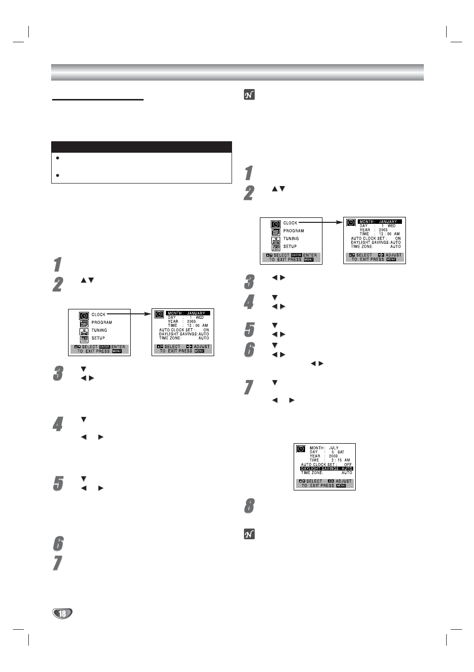 Vcr operation setup (continued) setting the clock | Kodak XBS444 User Manual | Page 18 / 48