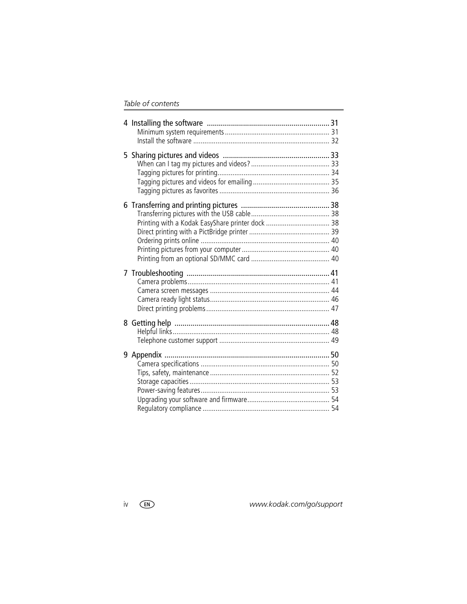 Kodak CX7530 User Manual | Page 6 / 66