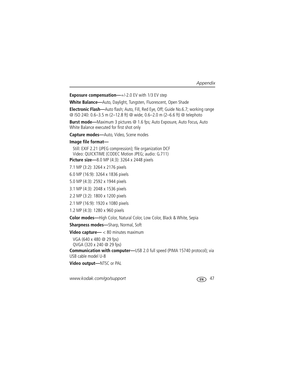 Kodak EASYSHARE C140 User Manual | Page 53 / 66