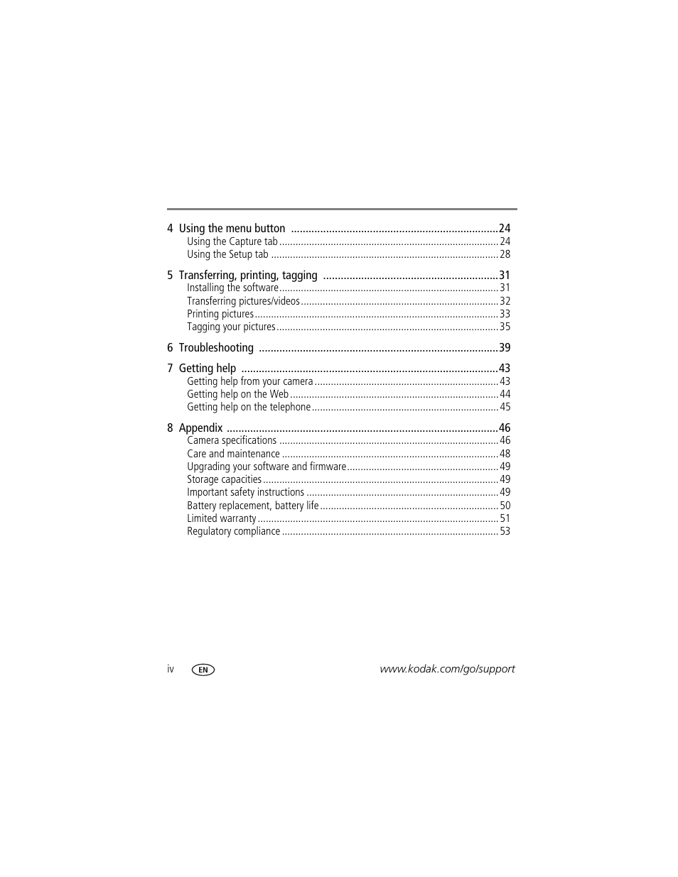 Kodak EASYSHARE C140 User Manual | Page 6 / 66