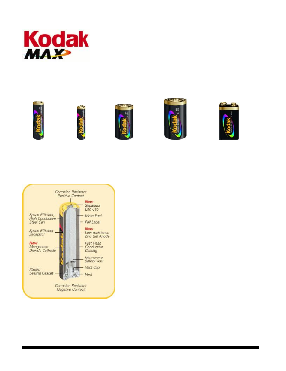 Alkaline batteries, Ideal in high-rate electronic devices | Kodak GS-07F-0115L User Manual | Page 8 / 13